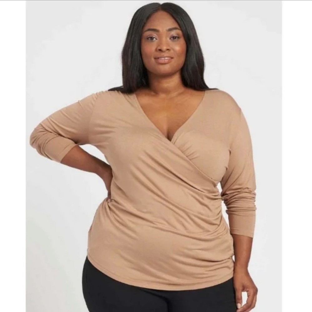 Universal Standard Liquid Cross Top Camel SIZE 8 office layering sexy EUC